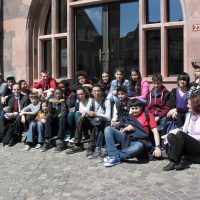 Nach dem Empfang im Römer: Vor dem Eingang zum Römer.