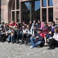 Nach dem Empfang im Römer: Vor dem Eingang zum Römer.