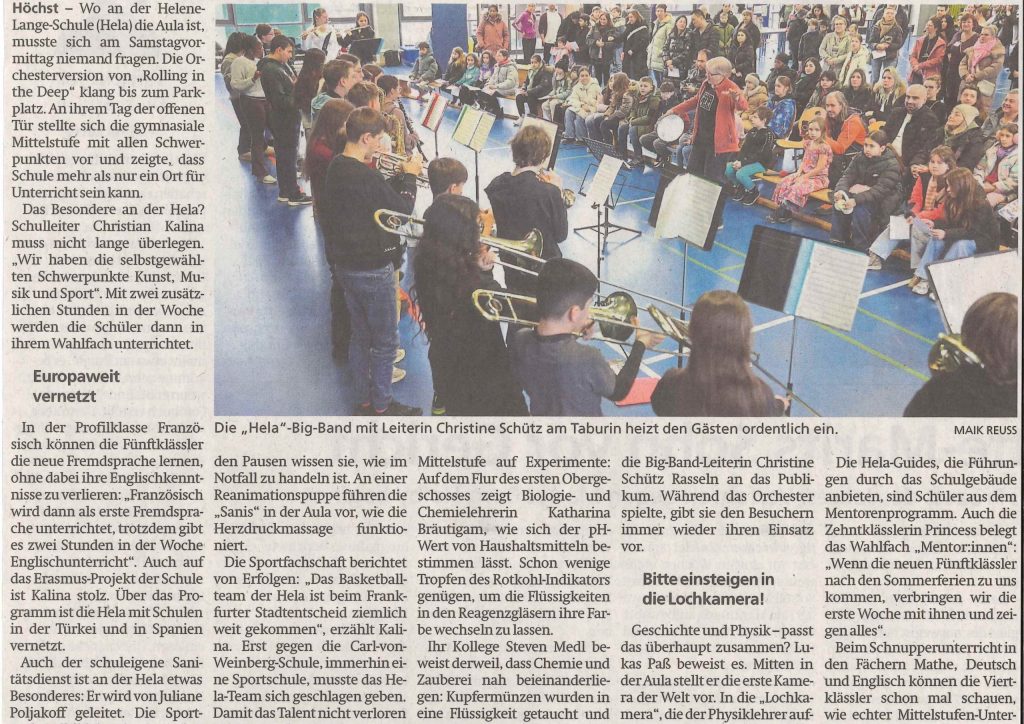 Zeitungsartikel zum Tag der offenen Tür